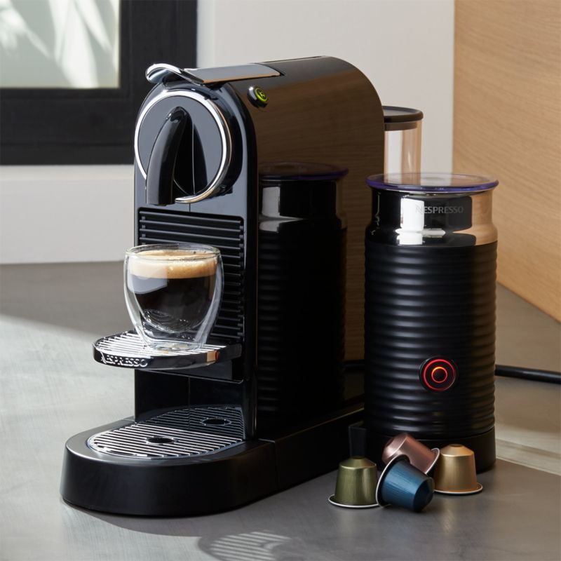 Nespresso Citiz Black Espresso Machine with Milk Frother Crate and Barrel